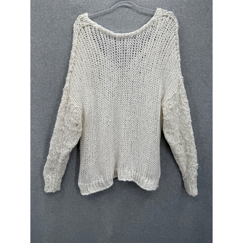 Free People Sunday Shore Pullover Sweater Womens Medium White Chunky Open Knit - Picture 3 of 8